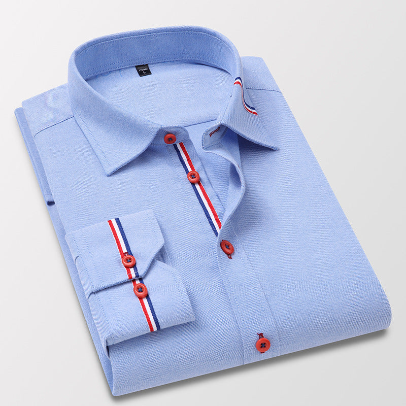 Camisa de Vestir Manga Larga Antiarrugas con Ribete