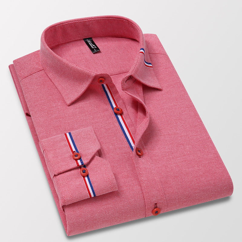 Camisa de Vestir Manga Larga Antiarrugas con Ribete