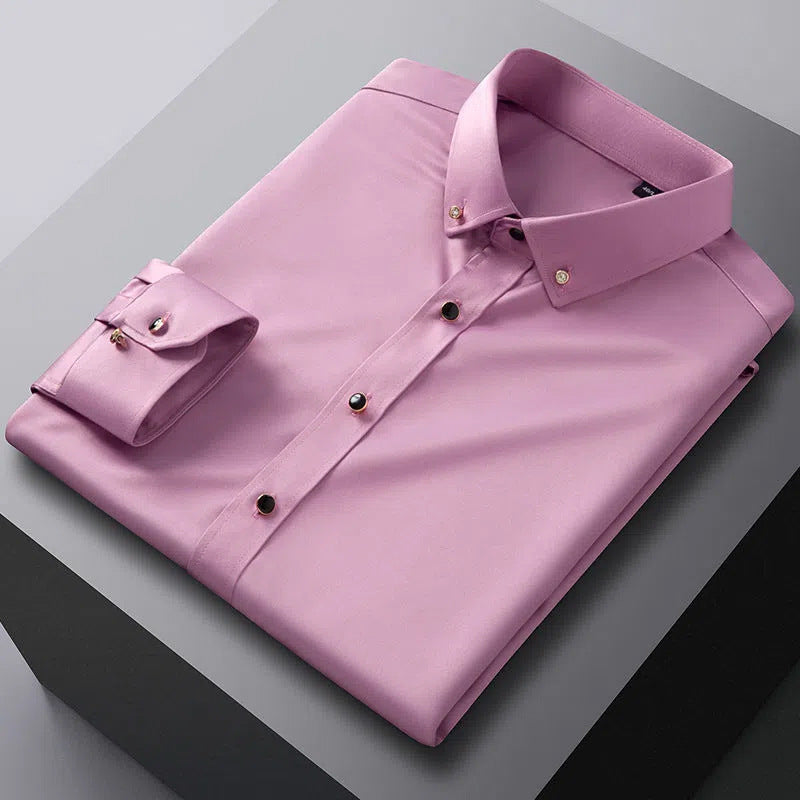 Camisa de Vestir Manga Larga Sin Arrugas para Hombre