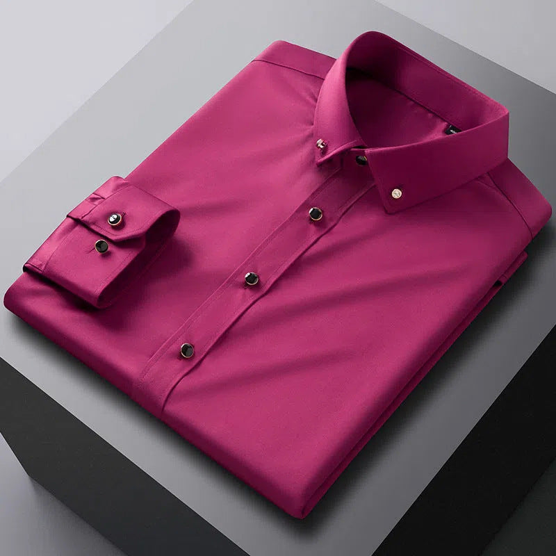 Camisa de Vestir Manga Larga Sin Arrugas para Hombre