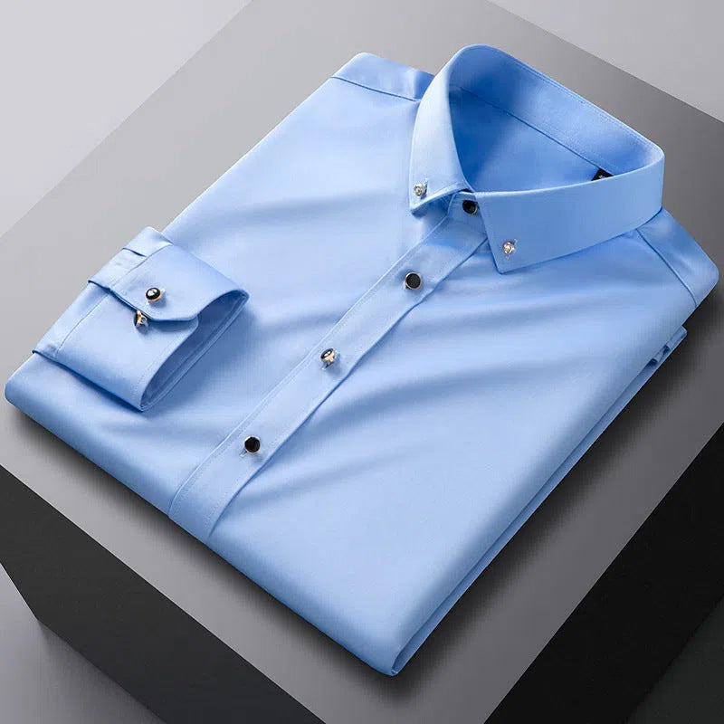 Camisa de Vestir Manga Larga Sin Arrugas para Hombre