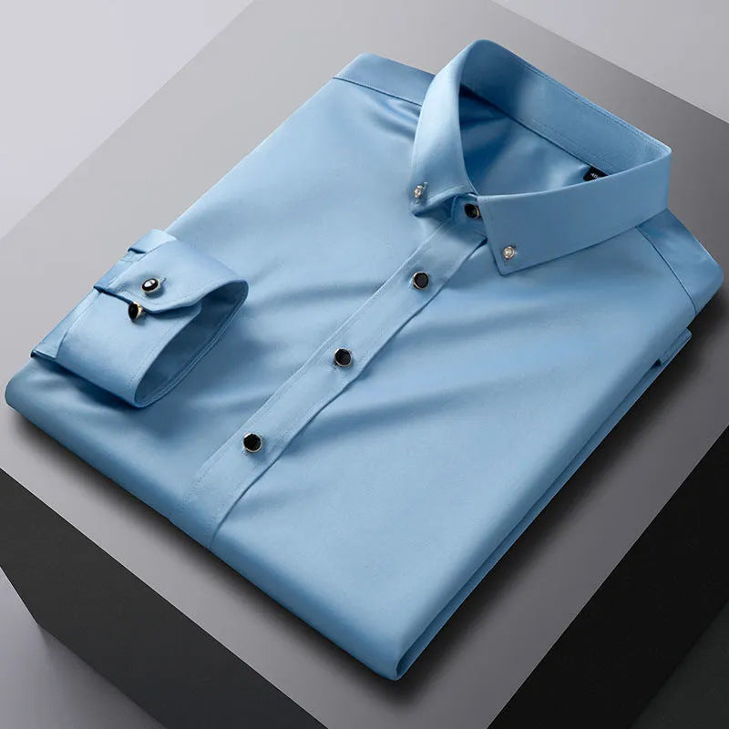 Camisa de Vestir Manga Larga Sin Arrugas para Hombre