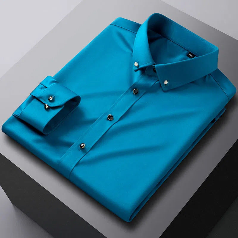 Camisa de Vestir Manga Larga Sin Arrugas para Hombre