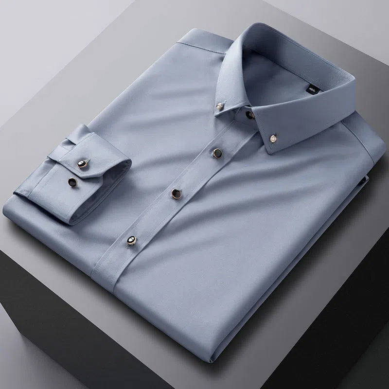 Camisa de Vestir Manga Larga Sin Arrugas para Hombre