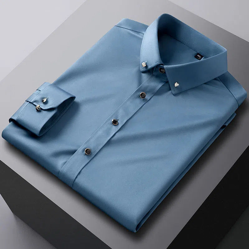 Camisa de Vestir Manga Larga Sin Arrugas para Hombre