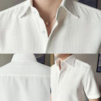 Camisa Waffle de Botones para Hombre Manga Corta