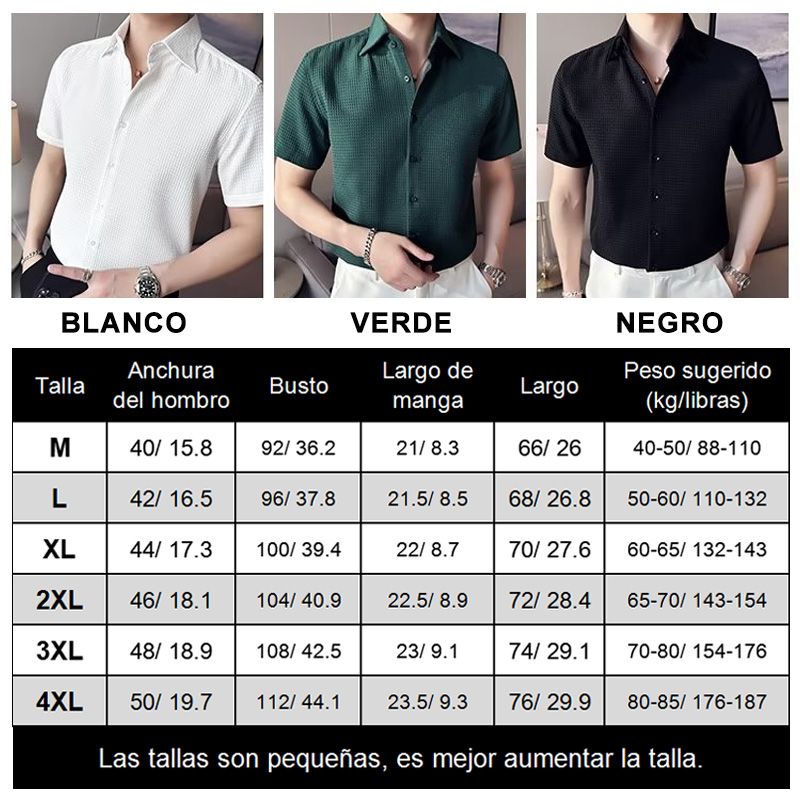 Camisa Waffle de Botones para Hombre Manga Corta