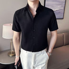 Camisa Waffle de Botones para Hombre Manga Corta