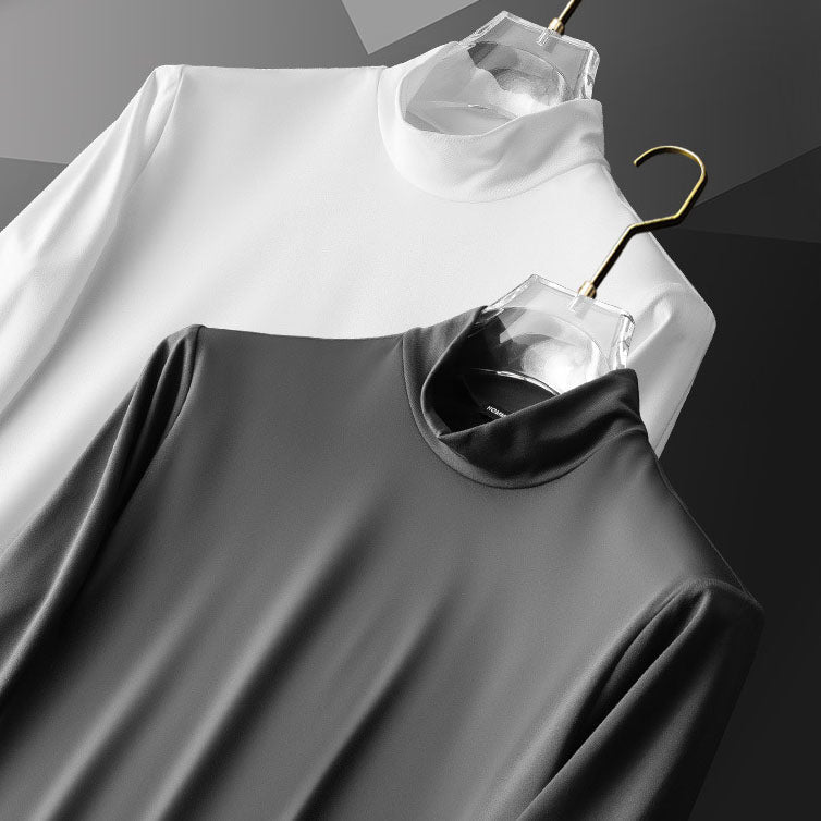Camiseta Térmica de Cuello Medio para Hombre con Forro Afelpado