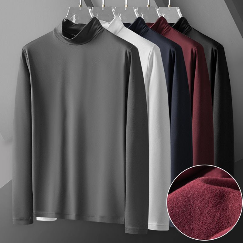 Camiseta Térmica de Cuello Medio para Hombre con Forro Afelpado