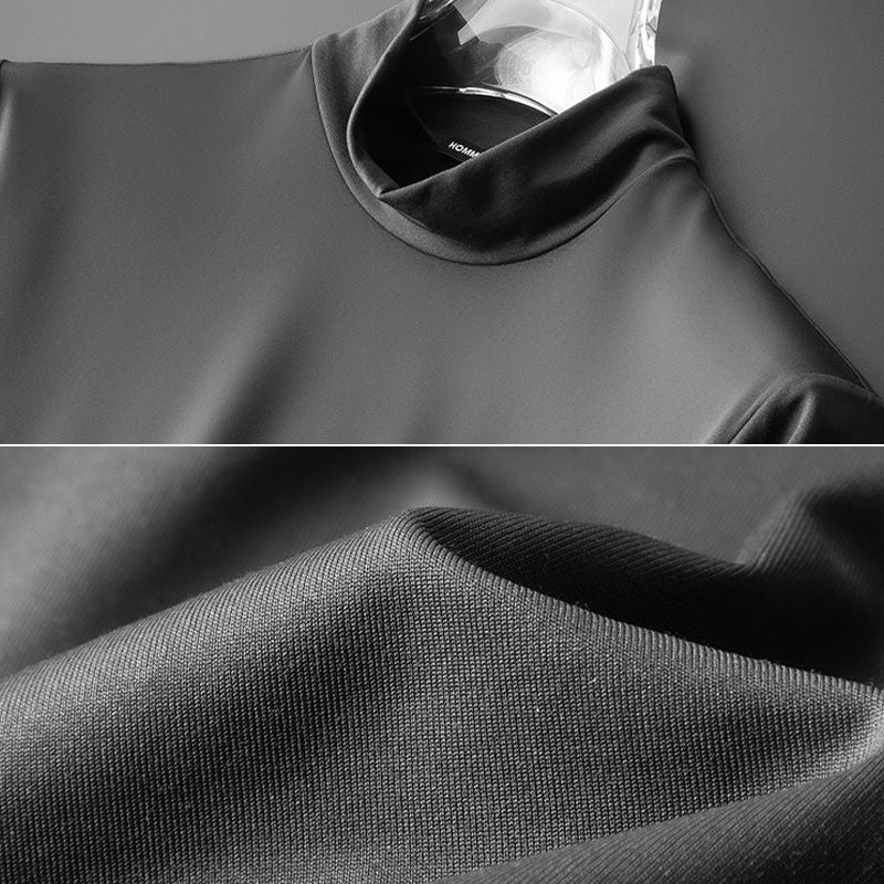 Camiseta Térmica de Cuello Medio para Hombre con Forro Afelpado