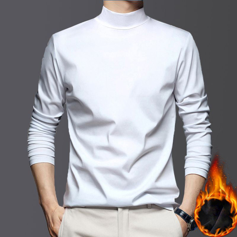 Camiseta Térmica de Cuello Medio para Hombre con Forro Afelpado