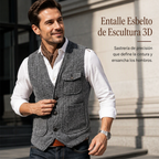 Chaleco de Tweed en Espiga para Hombre con Bolsillos
