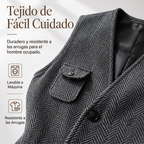 Chaleco de Tweed en Espiga para Hombre con Bolsillos