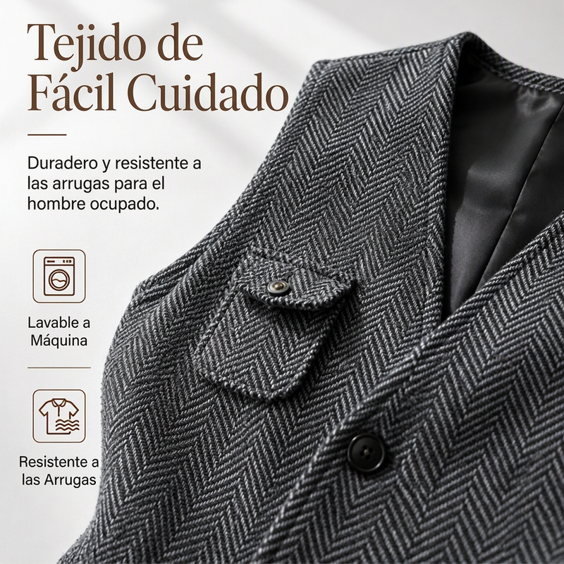 Chaleco de Tweed en Espiga para Hombre con Bolsillos