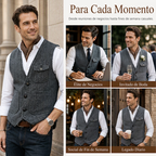 Chaleco de Tweed en Espiga para Hombre con Bolsillos