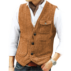 Chaleco de Tweed en Espiga para Hombre con Bolsillos