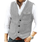 Chaleco de Tweed en Espiga para Hombre con Bolsillos