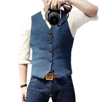 Chaleco de Tweed para Hombre con Bolsillos y 5 Botones
