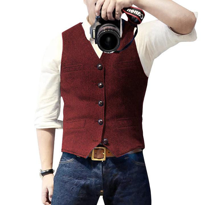 Chaleco de Tweed para Hombre con Bolsillos y 5 Botones