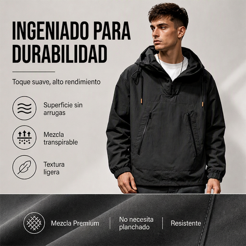 Chamarra Anorak con Capucha para Hombre Cortaviento