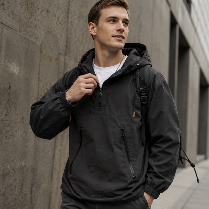 Chamarra Anorak con Capucha para Hombre Cortaviento