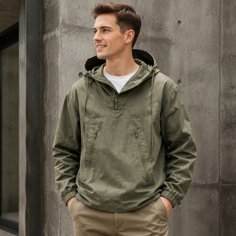 Chamarra Anorak con Capucha para Hombre Cortaviento