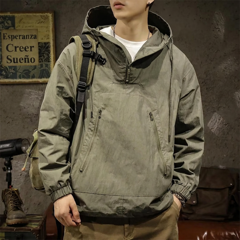 Chamarra Anorak con Capucha para Hombre Cortaviento