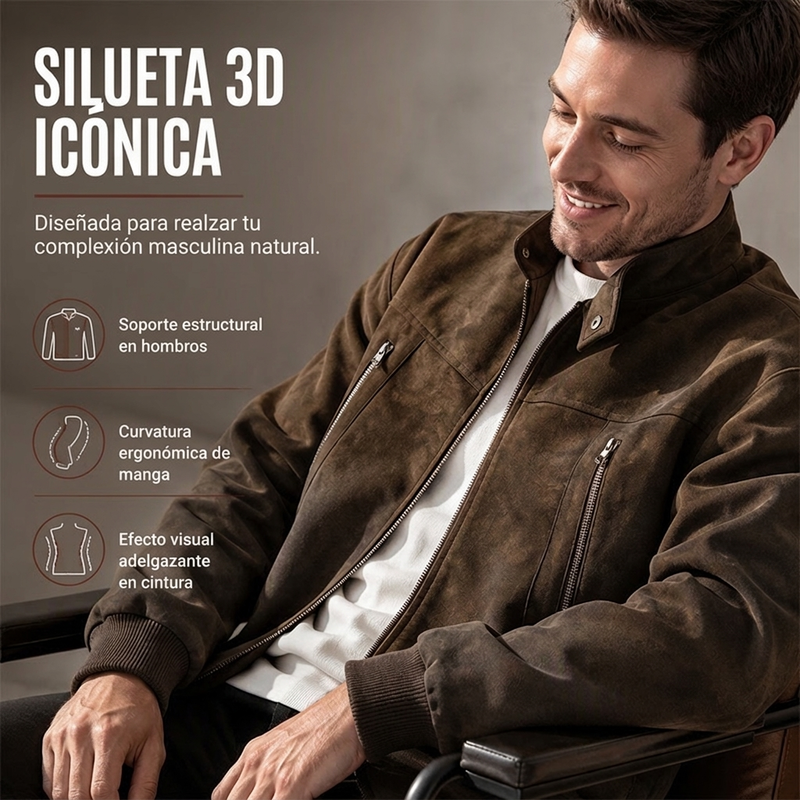 Chamarra Bomber Tipo Gamuza para Hombre Oversize