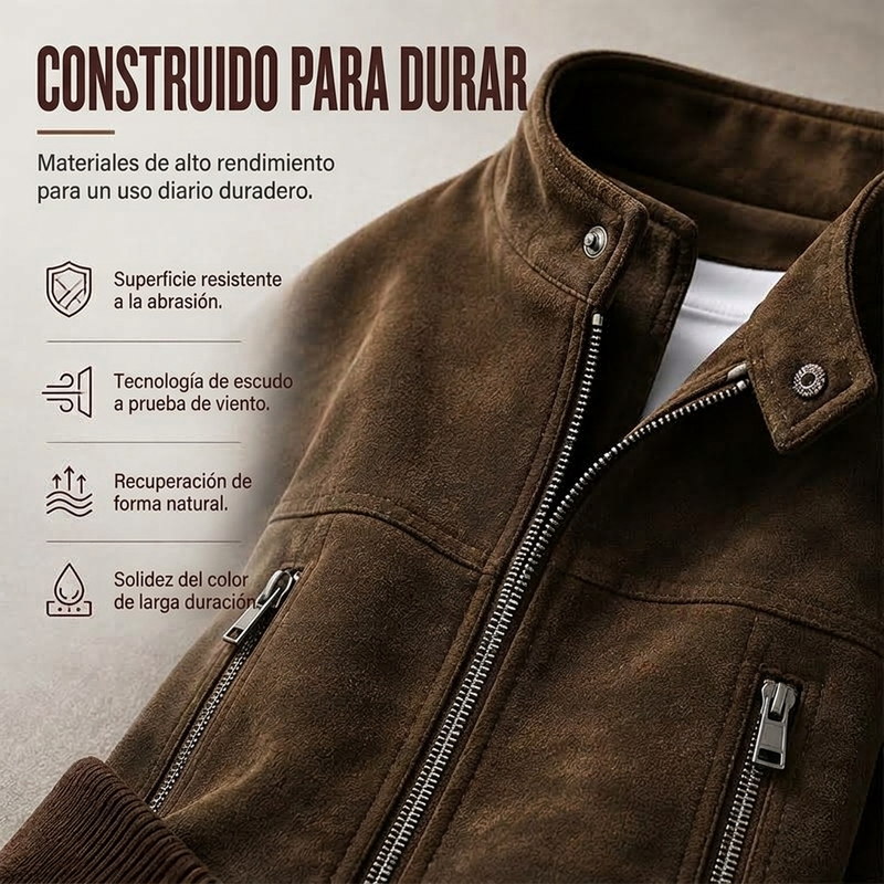 Chamarra Bomber Tipo Gamuza para Hombre Oversize