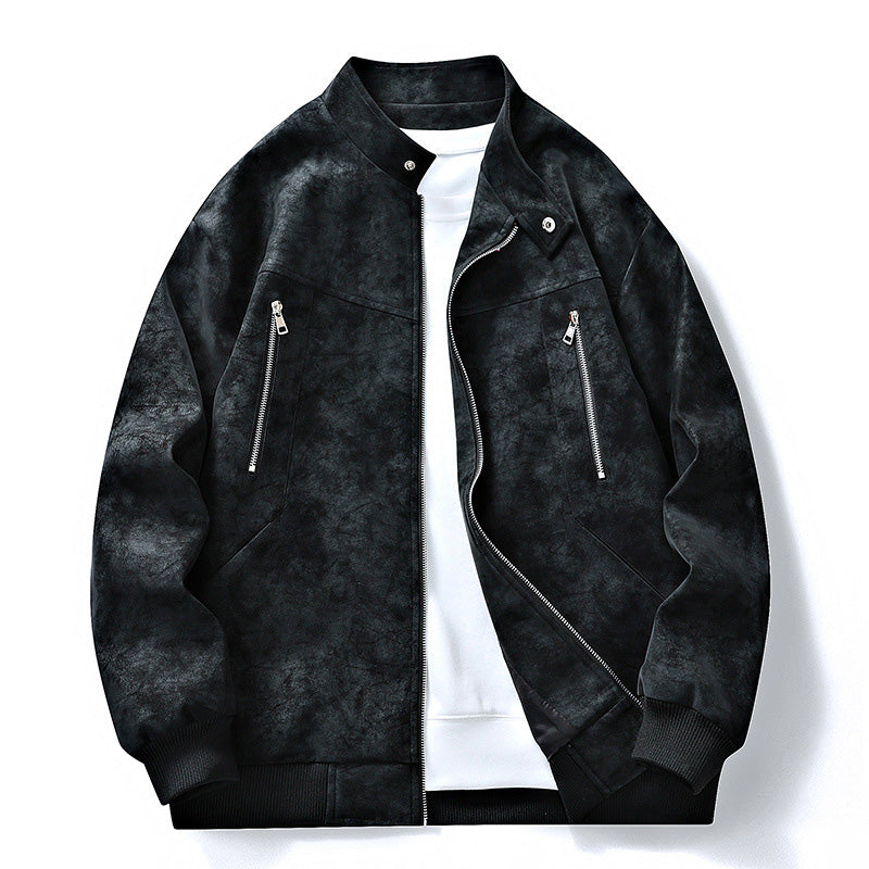 Chamarra Bomber Tipo Gamuza para Hombre Oversize