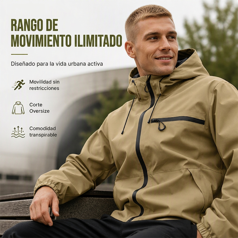 Chamarra Impermeable con Capucha para Hombre Estilo Urbano