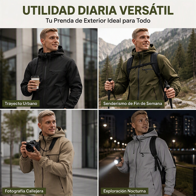 Chamarra Impermeable con Capucha para Hombre Estilo Urbano