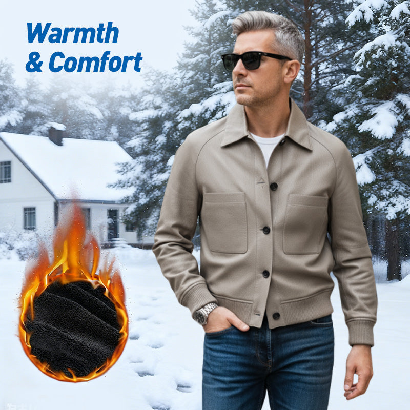 Chamarra de Piel Sintética para Hombre con Cuello Camisero