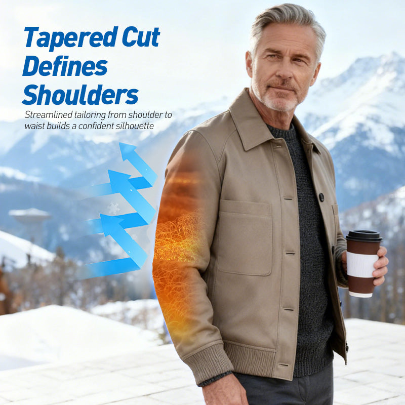 Chamarra de Piel Sintética para Hombre con Cuello Camisero