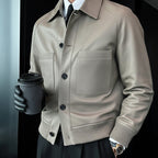 Chamarra de Piel Sintética para Hombre con Cuello Camisero