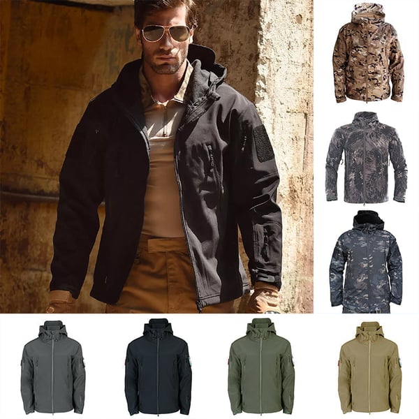 Chamarra Softshell para Hombre Resistente al Agua con Capucha