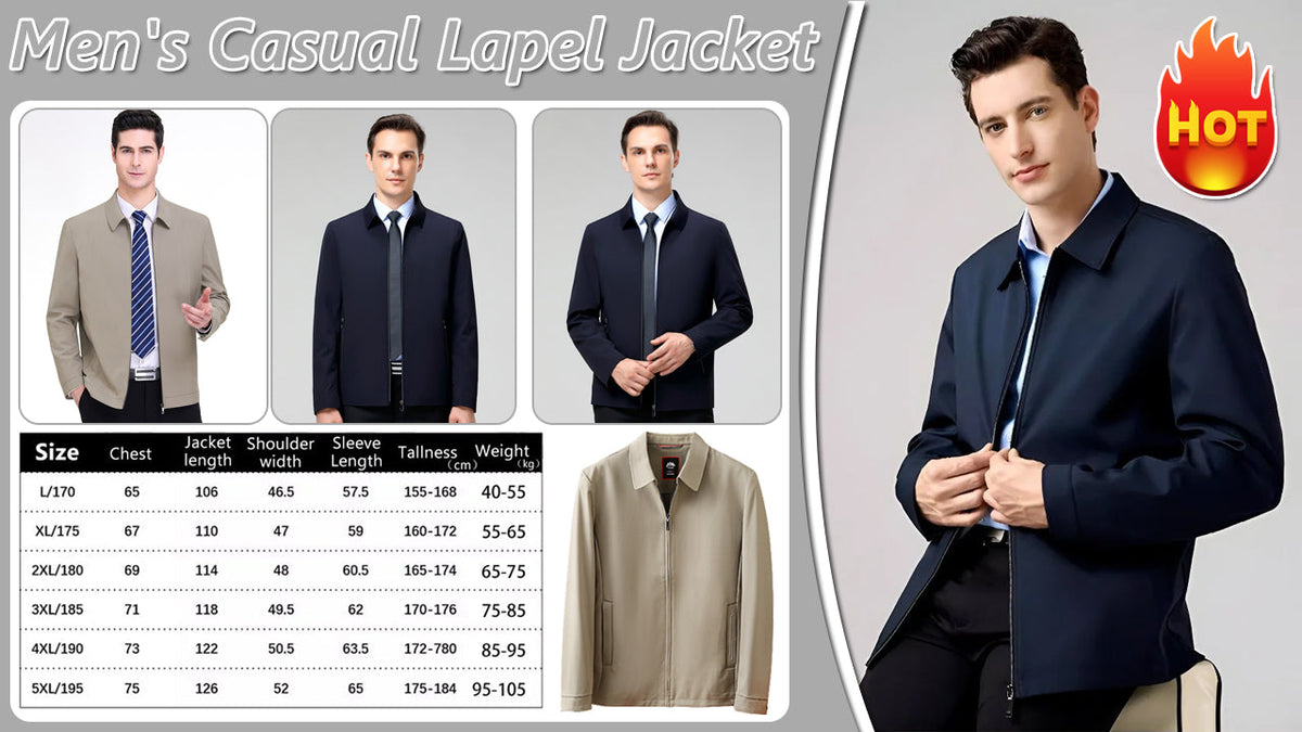 Chaqueta Casual con Cierre para Hombre Cuello Camisero