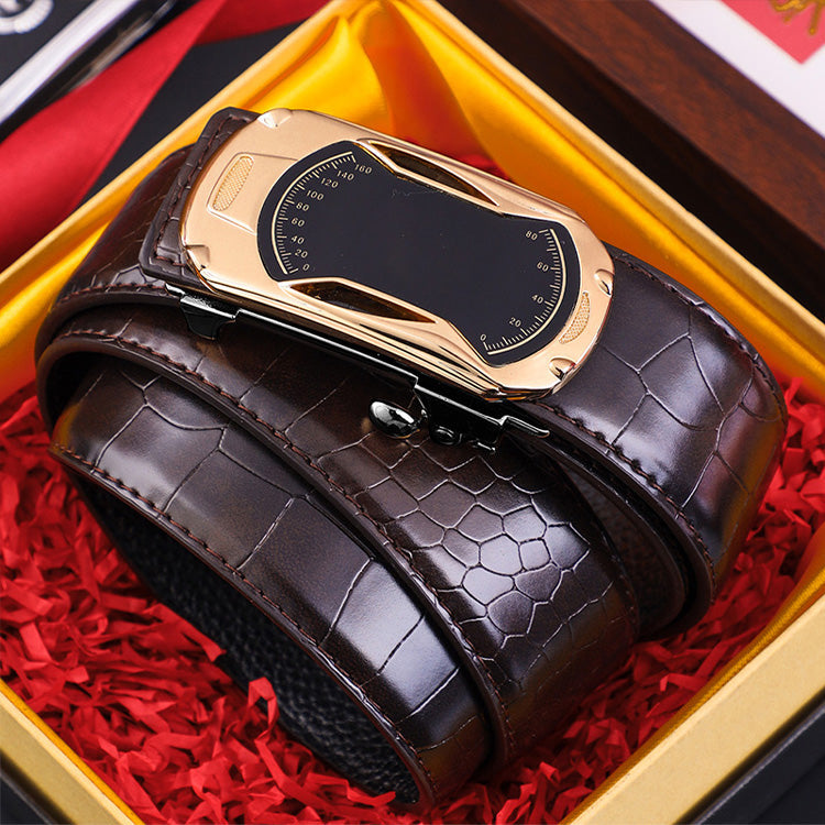Cinturón para Hombre con Hebilla Automática Grabado Cocodrilo