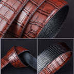 Cinturón para Hombre con Hebilla Automática Grabado Cocodrilo