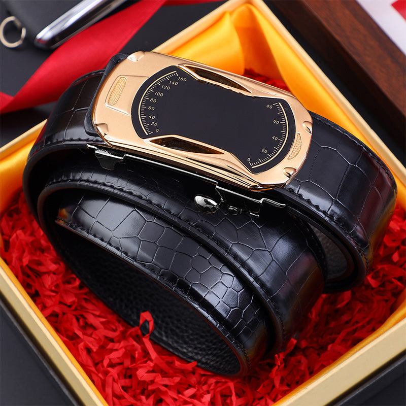 Cinturón para Hombre con Hebilla Automática Grabado Cocodrilo