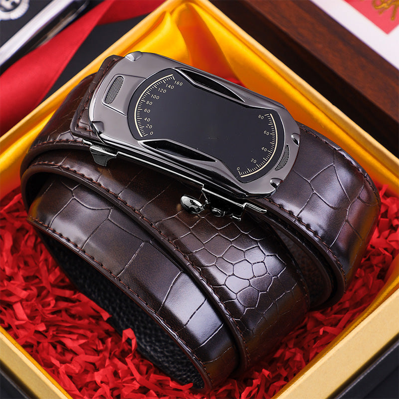 Cinturón para Hombre con Hebilla Automática Grabado Cocodrilo
