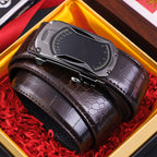 Cinturón para Hombre con Hebilla Automática Grabado Cocodrilo