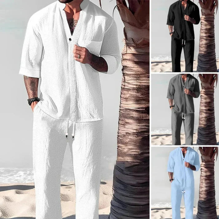 Conjunto de Algodón y Lino para Hombre Playera y Pantalón