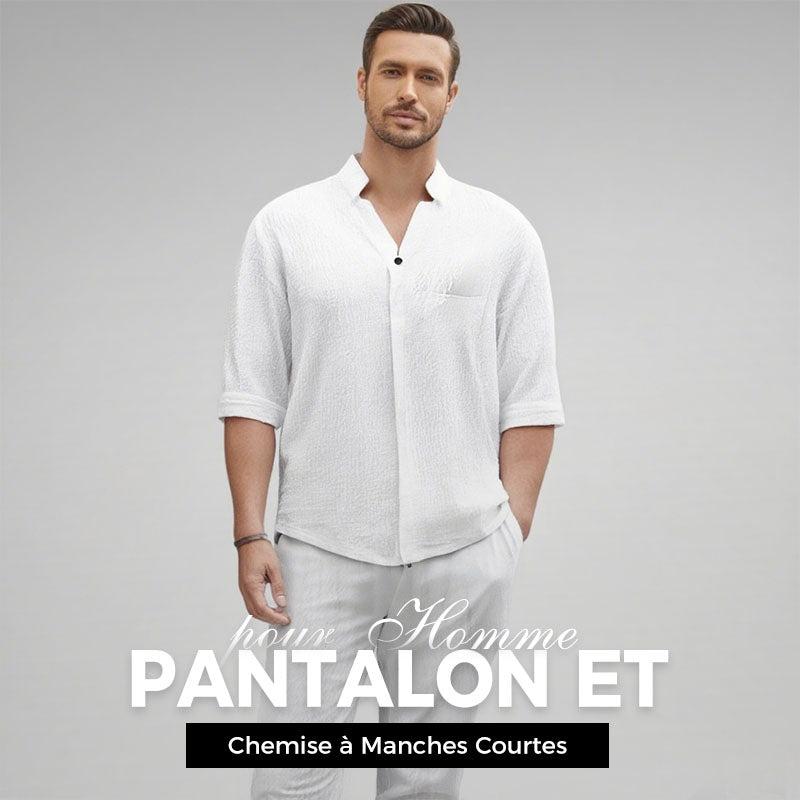 Conjunto de Algodón y Lino para Hombre Playera y Pantalón