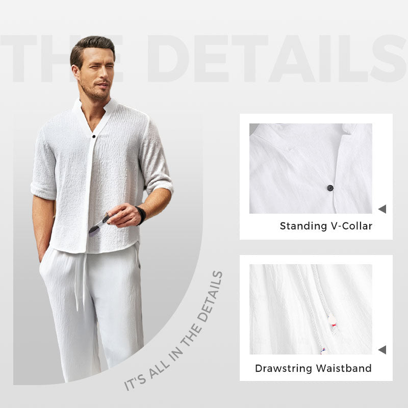 Conjunto de Algodón y Lino para Hombre Playera y Pantalón