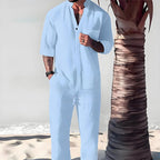 Conjunto de Algodón y Lino para Hombre Playera y Pantalón