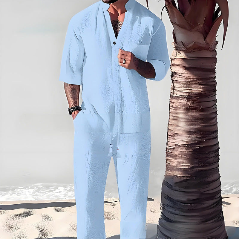 Conjunto de Algodón y Lino para Hombre Playera y Pantalón