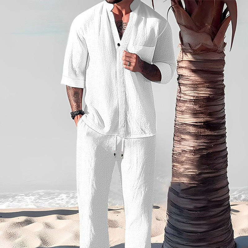 Conjunto de Algodón y Lino para Hombre Playera y Pantalón