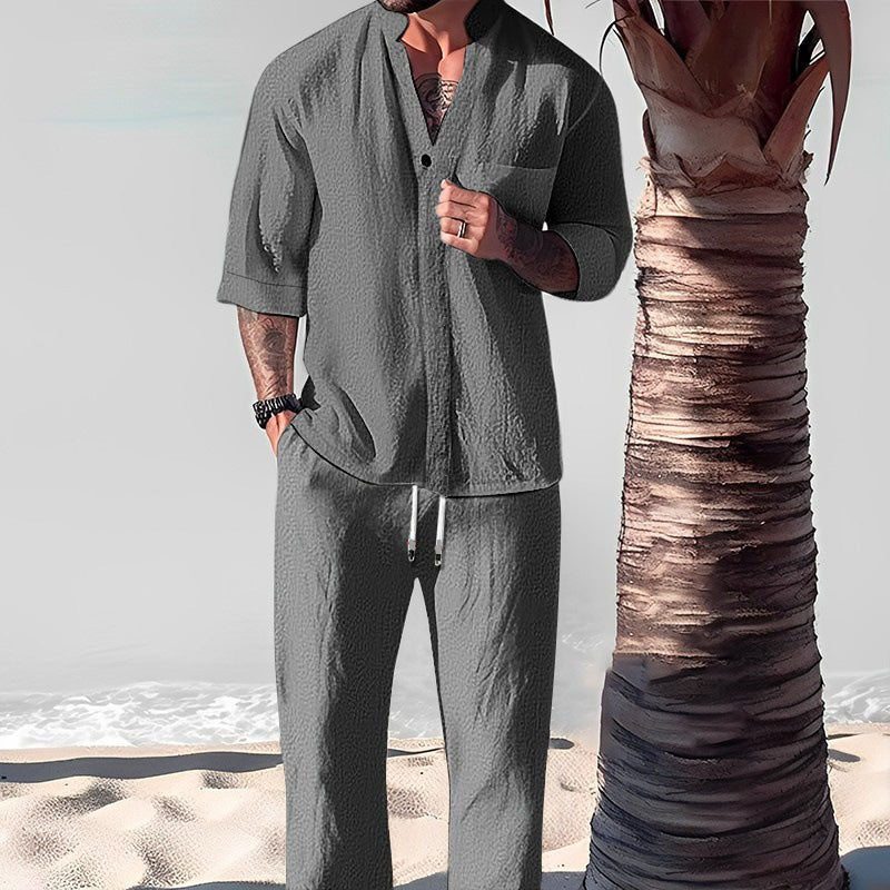Conjunto de Algodón y Lino para Hombre Playera y Pantalón